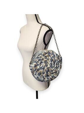 Round Boho Woven Knit Handcrafted One of a Kind Shoulder Clutch Handbag Purse